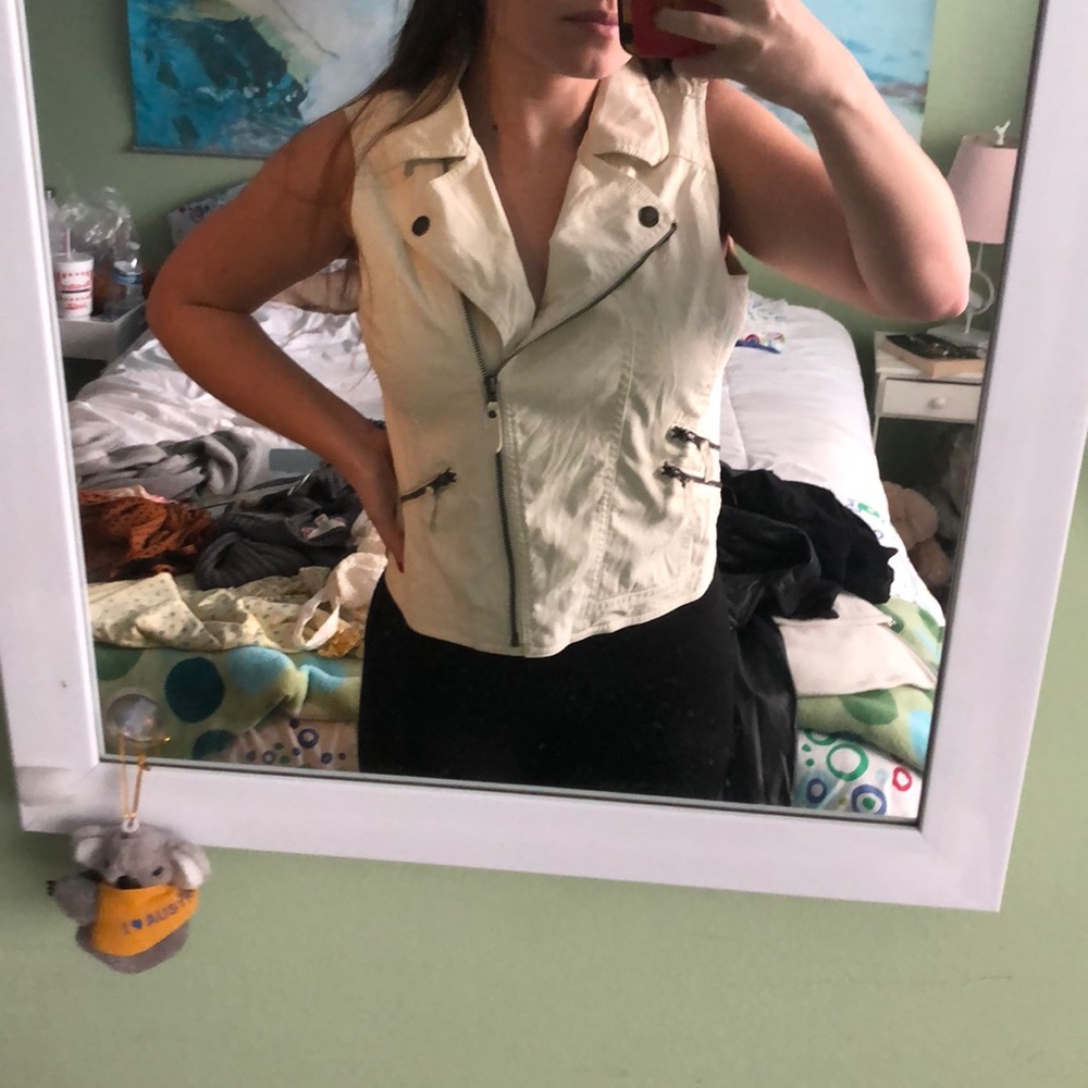Cream Leather Vest